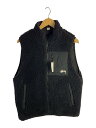 【中古】STUSSY◆フリースベスト/M/ポリエステル/BLK/無地【メンズウェア】