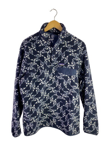 【中古】patagonia◆フリースジャケット/L/ポリエステル/NVY/総柄【メンズウェア】 【中古】patagonia◆フリースジャケット/L/ポリエステル/NVY/総柄【メンズウェア】