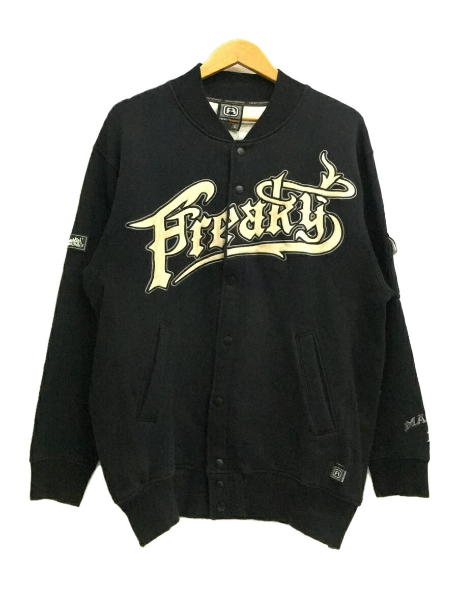 【中古】freaky massive/スウェットブルゾンジャケット/スタジャン/L/コットン/ネイビー/紺【メンズウェア】