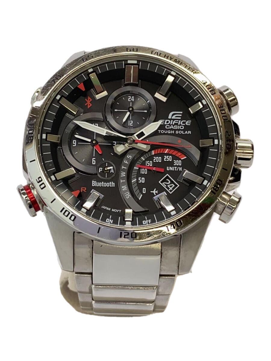 【中古】CASIO◆腕時計/アナログ/--/BLK/SLV/EQB-501【服飾雑貨他】