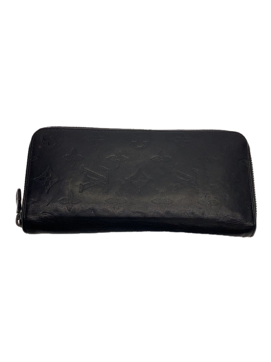 【中古】LOUIS VUITTON◆ジッピー・ウォレット・ヴェルティカル_モノグラム・シャドウ_BLK/牛革/BLK/メンズ【服飾雑貨他】