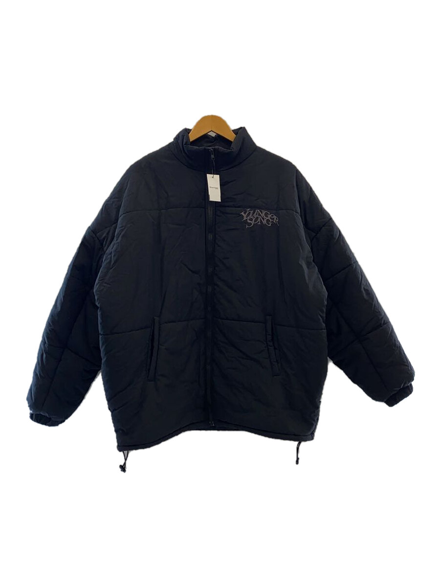 【中古】Younger Song◆Checked Fake Down Jacket/中綿/ダウンジャケット/L/ナイロン/BLK/YS1025【メンズウェア】