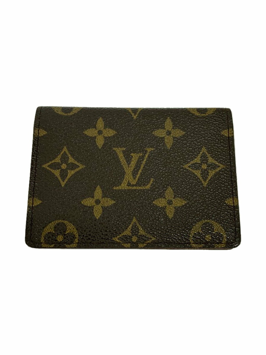 【中古】LOUIS VUITTON◆ポルト・2カルト・ヴェルティカル_モノグラム・キャンバス_BRW/--/BRW/レディース【服飾雑貨他】