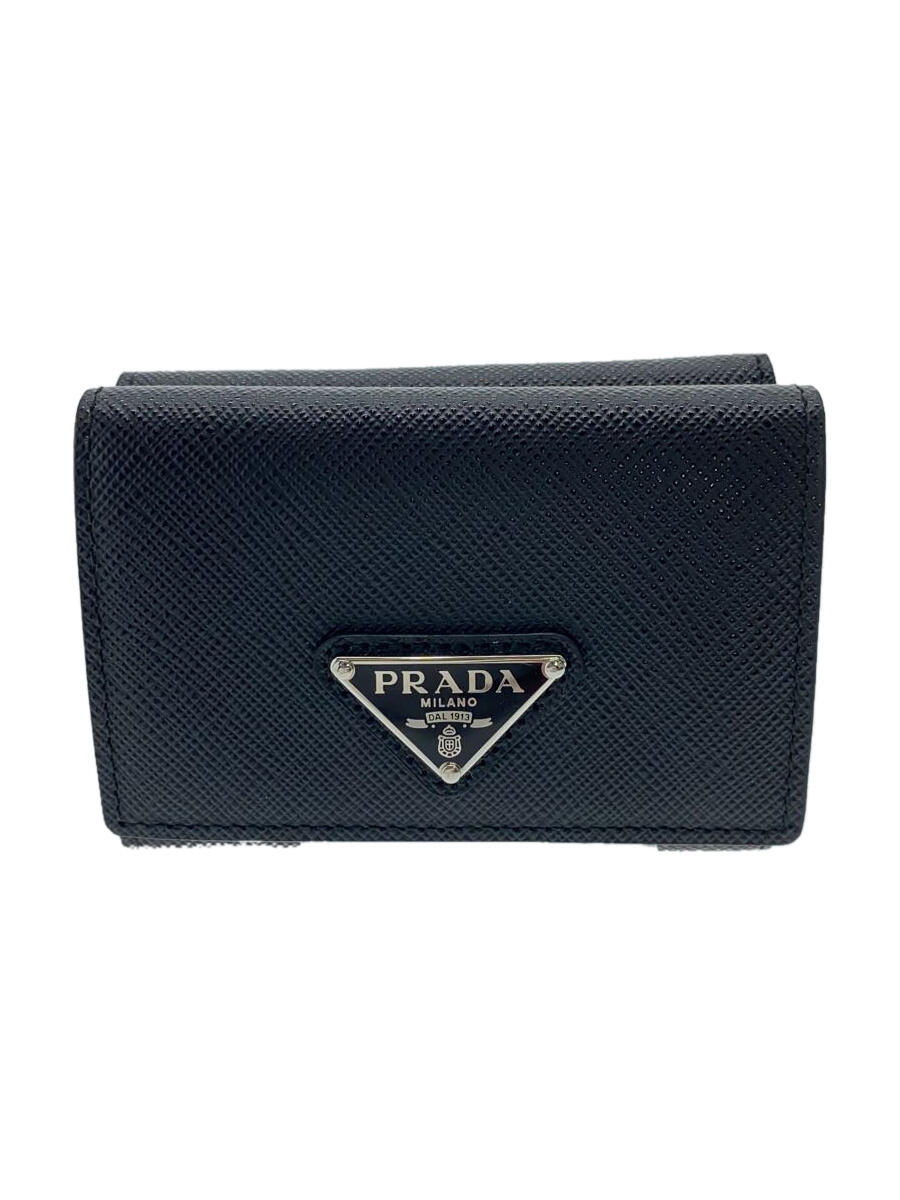 【中古】PRADA◆3つ折り財布/--/BLK/無地/メンズ/2MH042【服飾雑貨他】