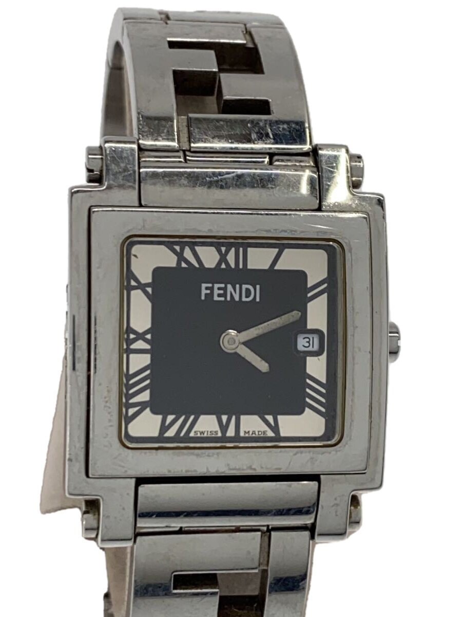 【中古】FENDI◆クォーツ腕時計/アナログ/ブラック/シルバー/001-6000G-076【服飾雑貨他】
