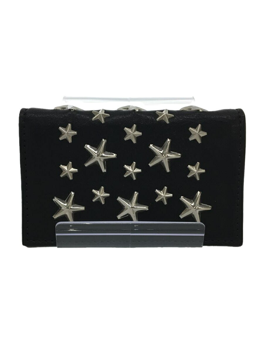 【中古】JIMMY CHOO◆パスケース/レザー/BLK/無地/レディース/スタースタッズ【服飾雑貨他】