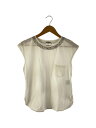 【中古】CHANEL◆ビジュー/ノースリーブカットソー/36/コットン/WHT/P43359V31383【レディースウェア】