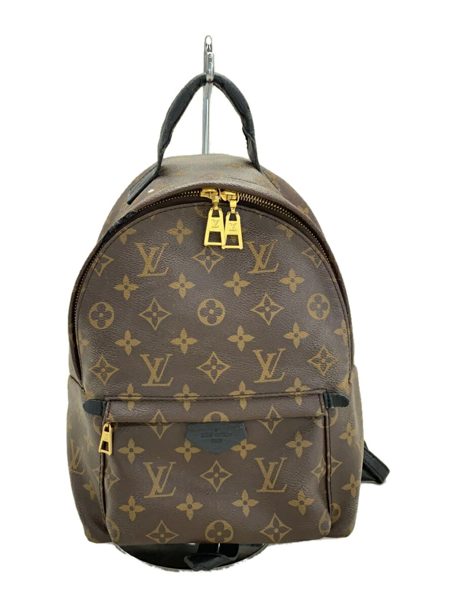 【中古】LOUIS VUITTON◆1)パームスプリングス・バックパックPM_モノグラム・マカサー_BRW/PVC/BRW【バッグ】