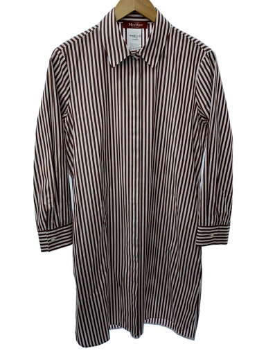 【中古】MAX MARA◆サイズ46/シャツワンピース/M/コットン/BRW/ストライプ【レディースウェア】 【中古】MAX MARA◆サイズ46/シャツワンピース/M/コットン/BRW/ストライプ【レディースウェア】