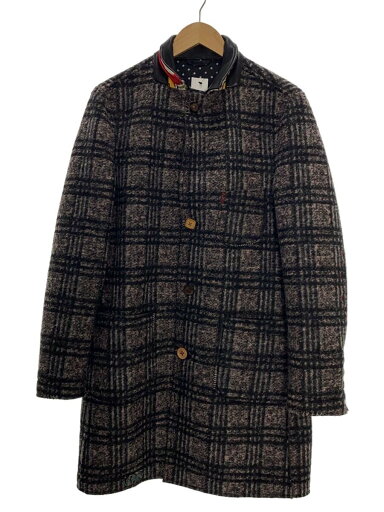 【中古】H.C.R ITALIA◆コート/46/ウール/PNK/チェック/6673【メンズウェア】 【中古】H.C.R ITALIA◆コート/46/ウール/PNK/チェック/6673【メンズウェア】