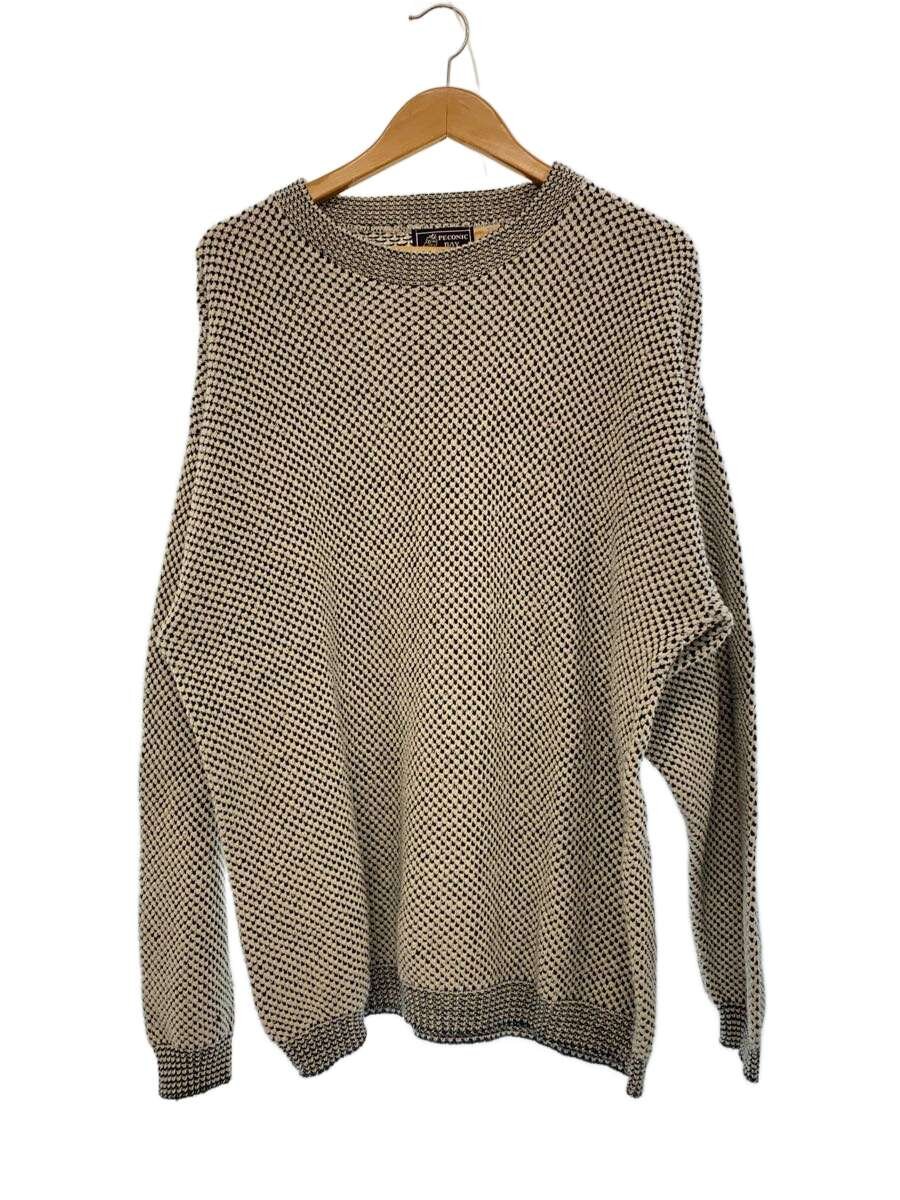 PECONIC BAY TRADERS/ニット・セーター(厚手)/L/コットン/WHT/総柄/USA製