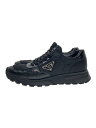 【中古】PRADA◆Re-Nylon×ブラッシュドレザー スニーカー/UK7/BLK/ナイロン【シューズ】