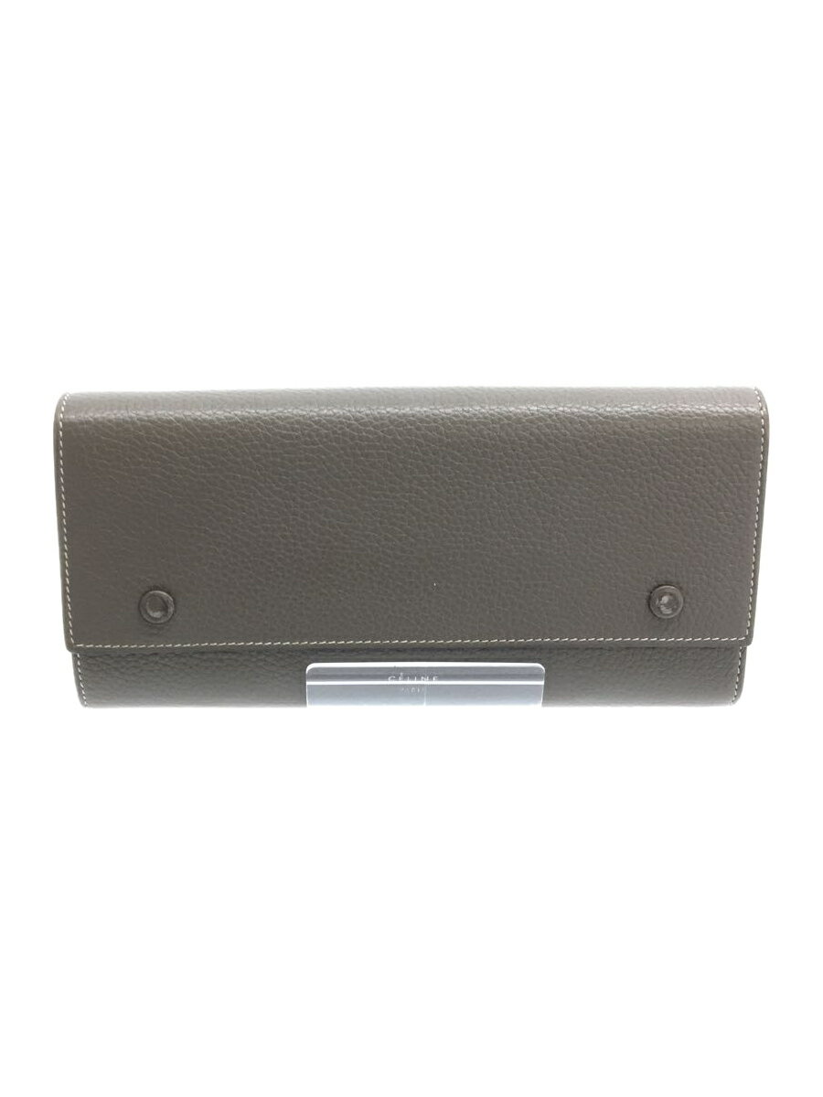 【中古】CELINE◆長財布/--/GRY/無地/レディース【服飾雑貨他】