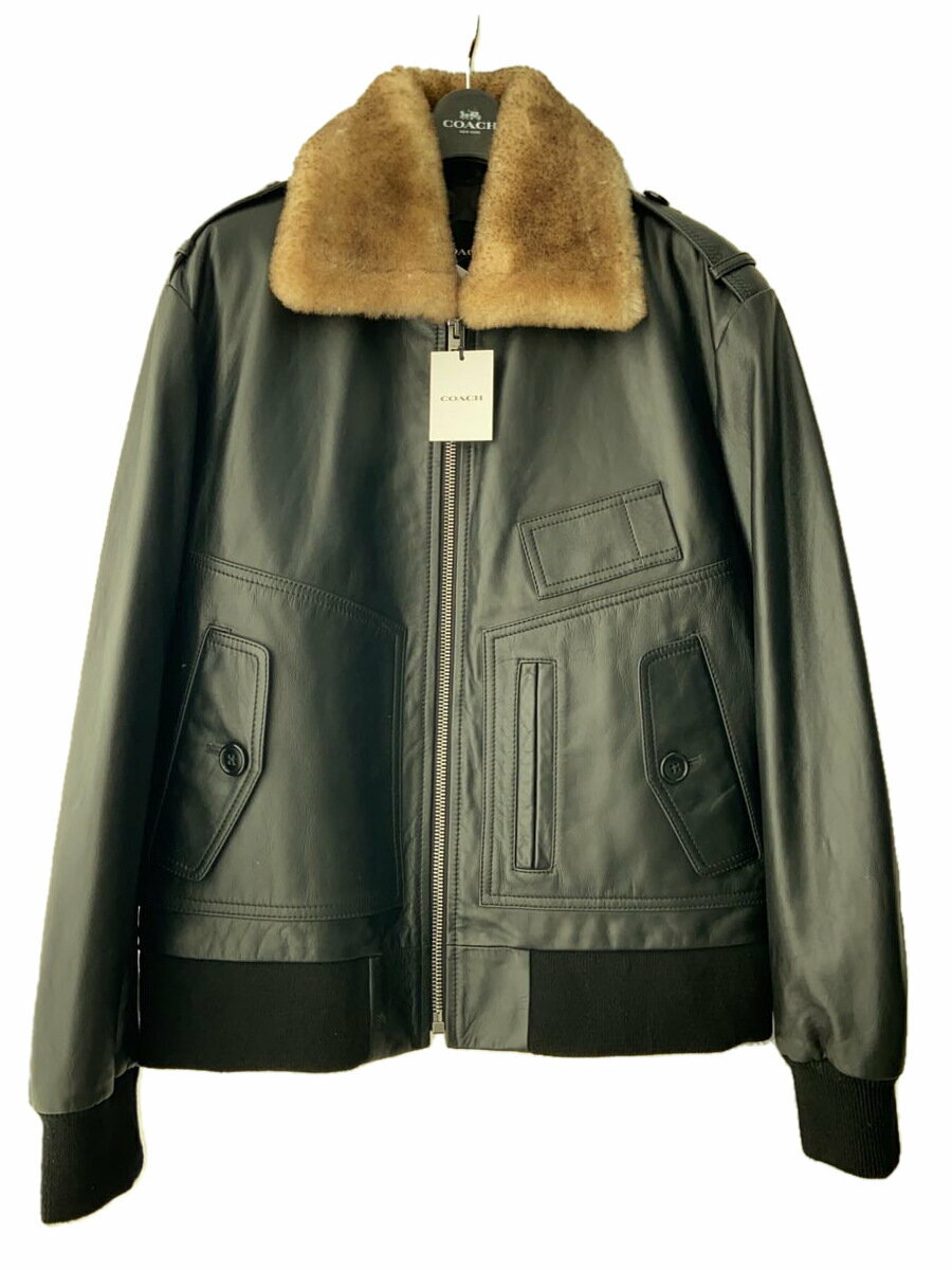 【中古】COACH◆レザージャケット・ブルゾン/M/牛革/ブラック/CR366【メンズウェア】