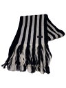 【中古】SAINT LAURENT◆マフラー/ウール/BLK/ストライプ/メンズ【服飾雑貨他】