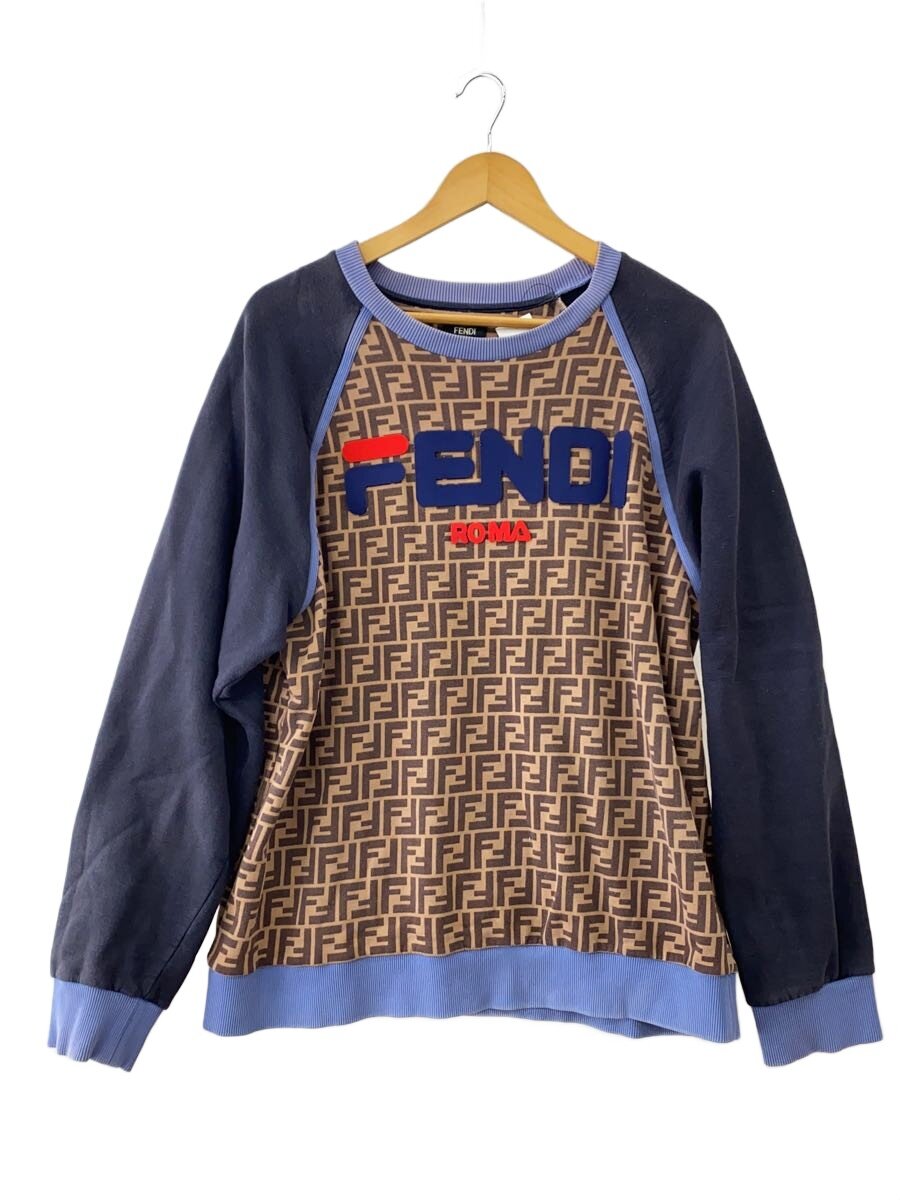 FENDI◆Fendi Mania Logo Sweatshirt/スウェット/XXL/コットン/BEG/総柄/FY0944//