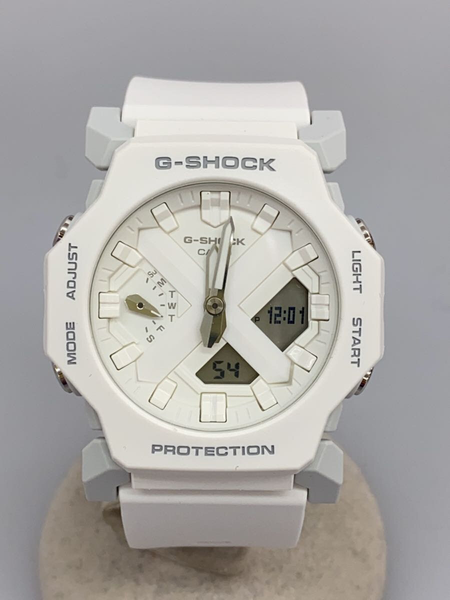 【中古】CASIO◆クォーツ腕時計_G-SHOCK/アナログ/ラバー/WHT/WHT【服飾雑貨他】