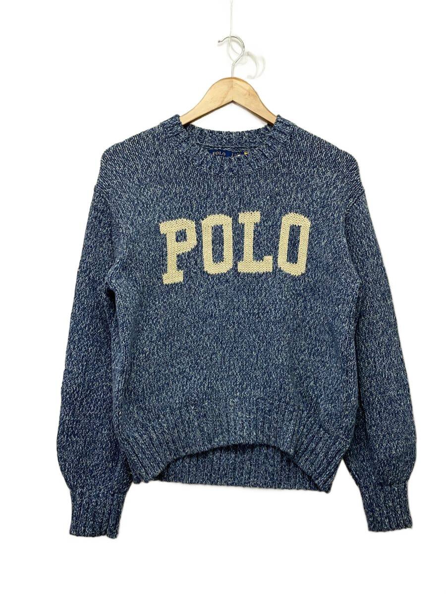 【中古】POLO RALPH LAUREN◆メランジ/コットンクルーネックセーター/S/ネイビー【レディースウェア】