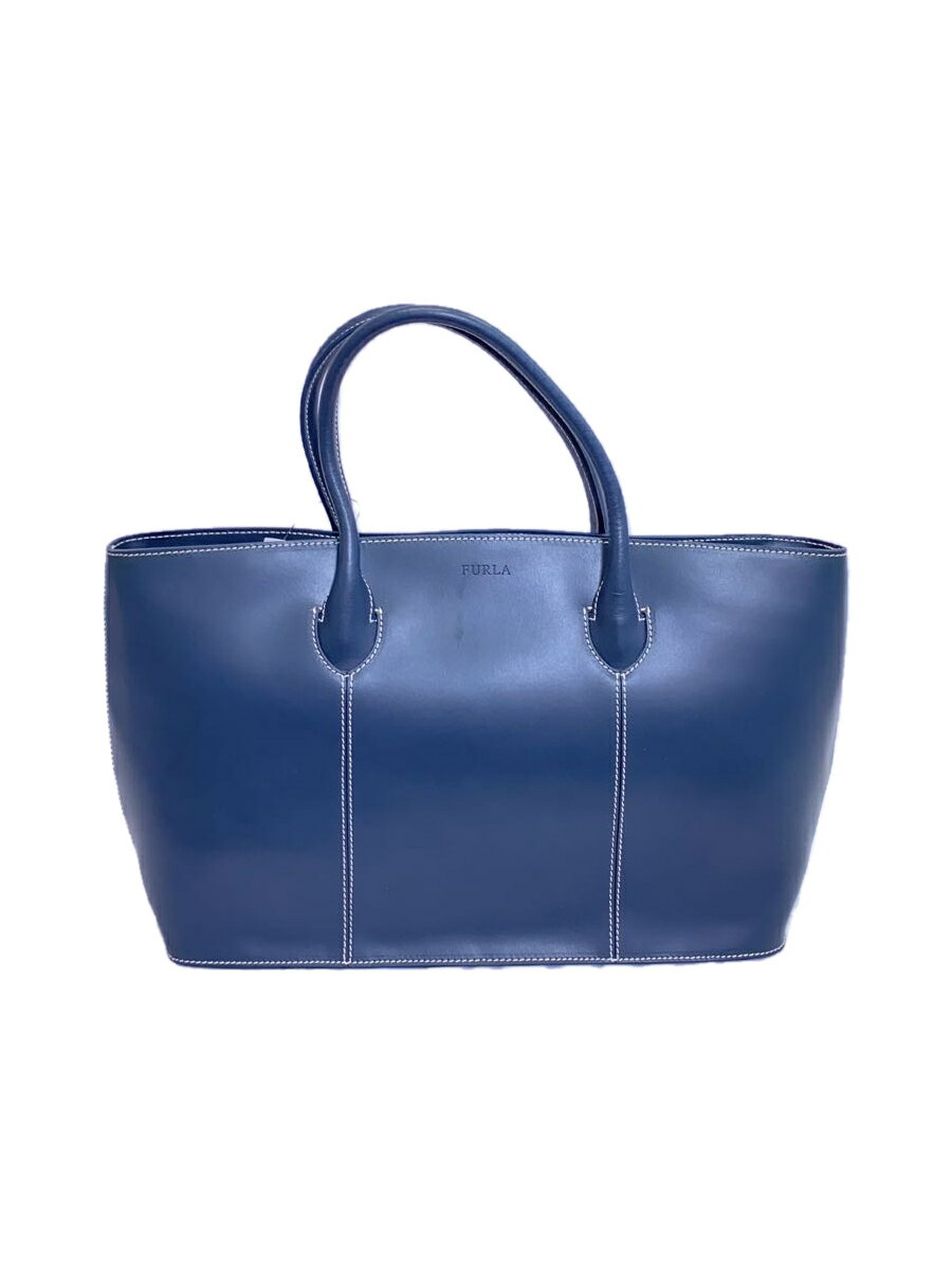 【中古】FURLA◆トートバッグ/レザー/BLU【バッグ】