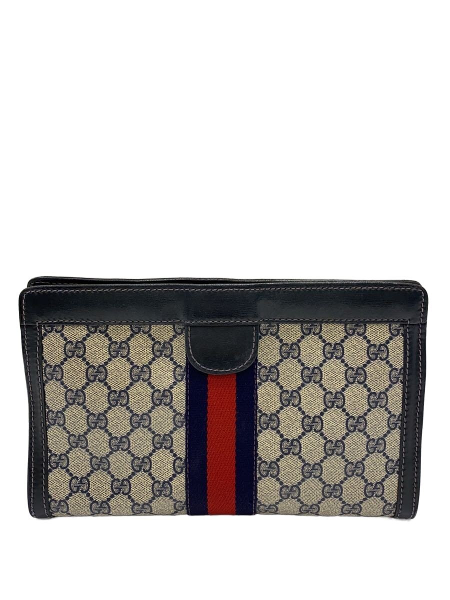 【中古】GUCCI◆ポーチ/レザー/BEG/総柄/GUCCI PARFUMS【バッグ】