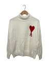 【中古】AMI Alexandre Mattiussi◆ニット・セーター(厚手)/L/コットン/WHT/A21HJ307/汚れ、変色有り【メンズウェア】