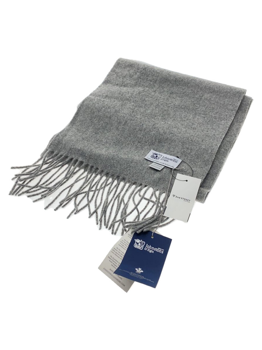 【中古】Johnston’s Of Elgin◆マフラー/カシミア/GRY/無地/メンズ//【服飾雑貨他】