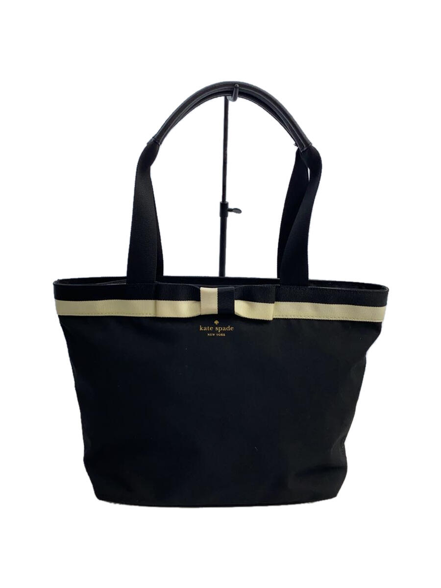 【中古】kate spade new york◆マザ-ズバッグ/トートバッグ/ポリエステル/BLK【バッグ】