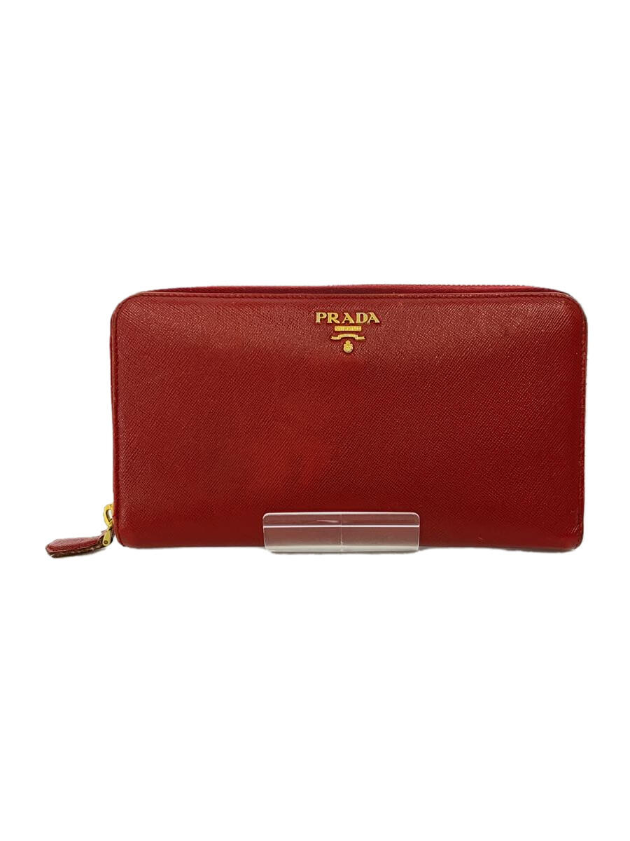 【中古】PRADA◆長財布/レザー/RED/レディース/1ML506【服飾雑貨他】