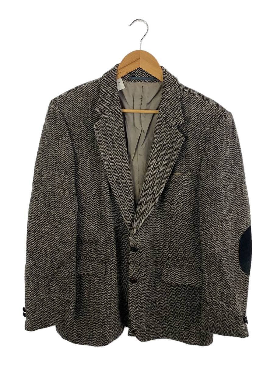 【中古】BIRKDALE/ハリスツイード/テーラードジャケット/ヘリンボーン/ウール/GRY/総柄【メンズウェア】