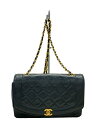 【中古】CHANEL◆チェーンショルダーバッグ_ダイアナ_ラムスキン_BLK/レザー/BLK【バッグ】