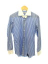 【中古】FREEMANS SPORTING CLUB◆長袖シャツ/38/コットン/BLU/ストライプ/フリーマンズスポーティングクラブ/状態考慮【メンズウェア】