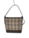 【中古】BURBERRY◆ショルダーバッグ/キャンバス/BEG/チェック【バッグ】