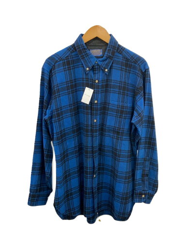 【中古】PENDLETON◆70s/長袖シャツ/L/ウール/BLU/チェック【メンズウェア】 【中古】PENDLETON◆70s/長袖シャツ/L/ウール/BLU/チェック【メンズウェア】