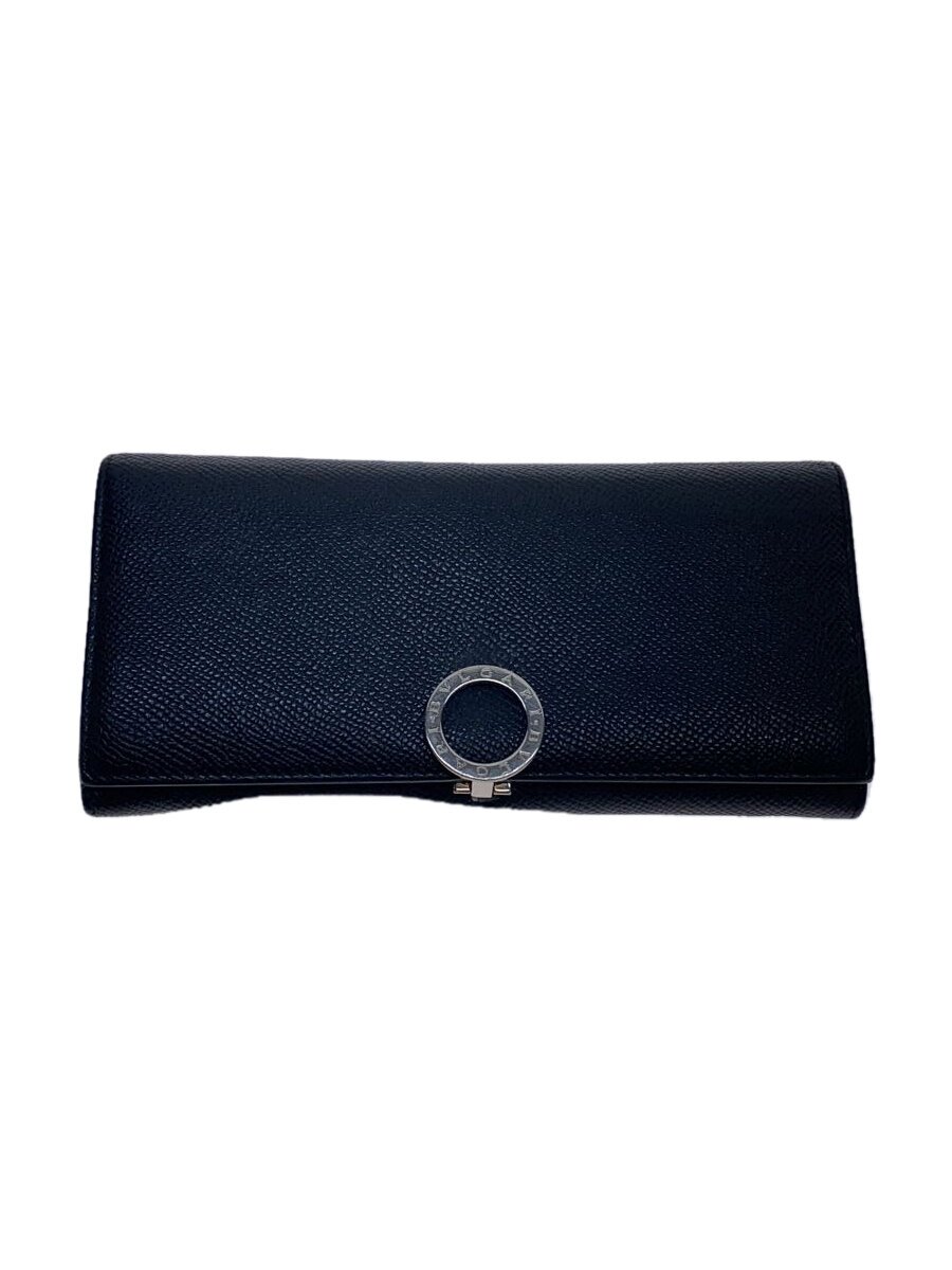 【中古】BVLGARI◆長財布/レザー/BLK/無地/メンズ/289381/ラージフラップウォレット/【服飾雑貨他】