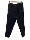【中古】Y’s◆24AW/リネンブレンドウールテーパードパンツ/1/ウール/BLK/ヘリンボーン/ドローコード【レディースウェア】