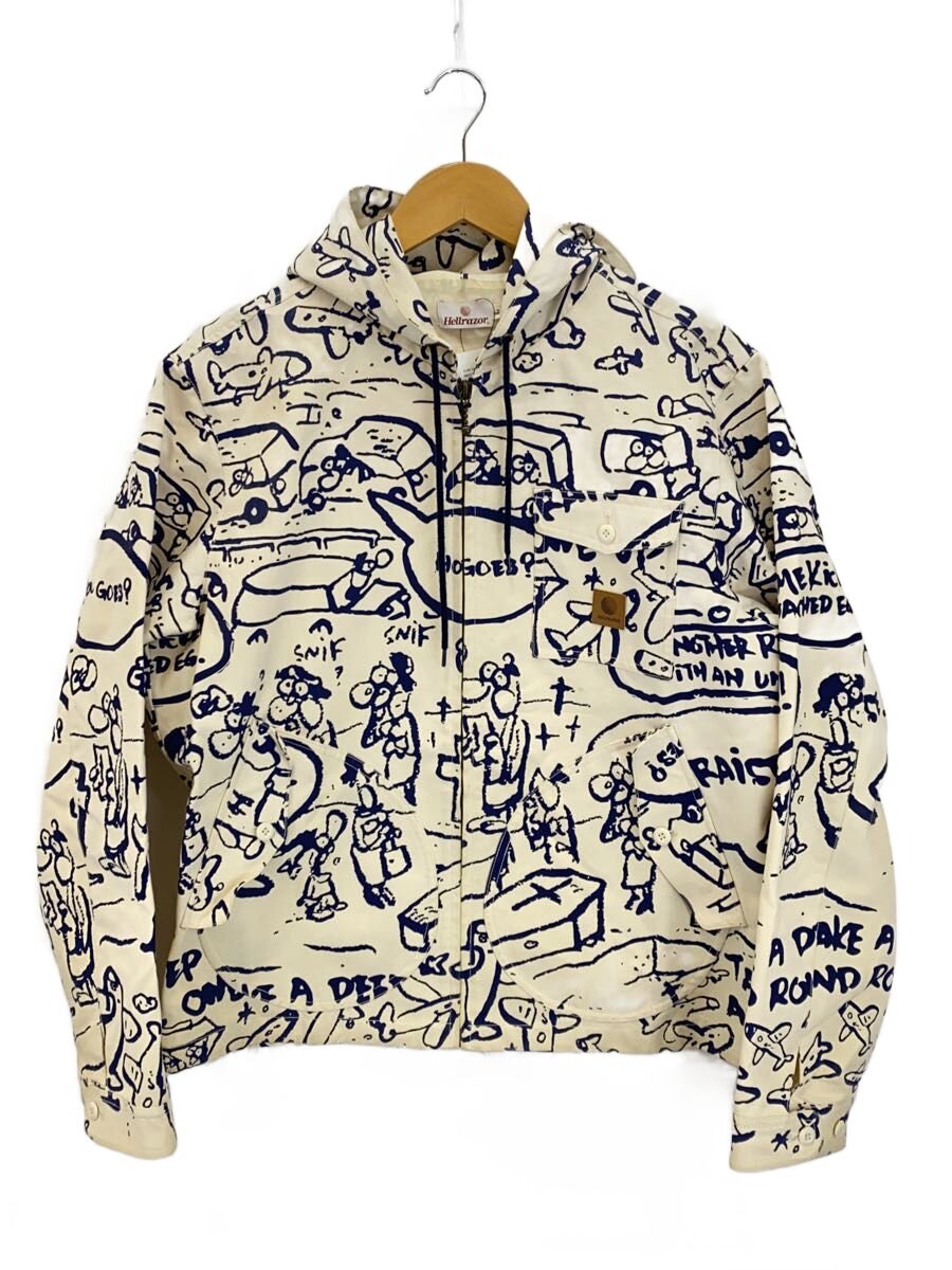 HELLRAZOR◆ジップパーカー/L/コットン/WHT/総柄/×DownNorthCamp//