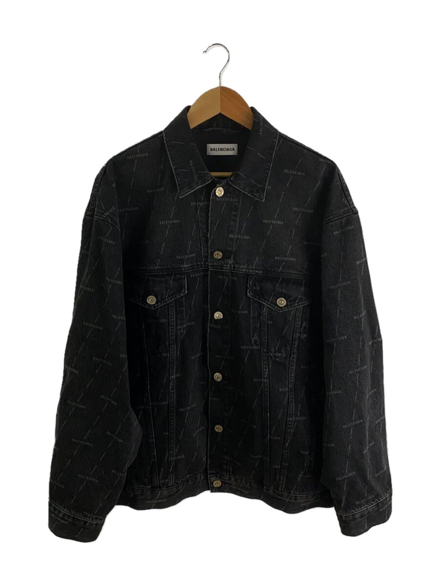 【中古】BALENCIAGA◆Gジャン/34/デニム/BLK/総柄/ボタン錆び有り【メンズウェア】