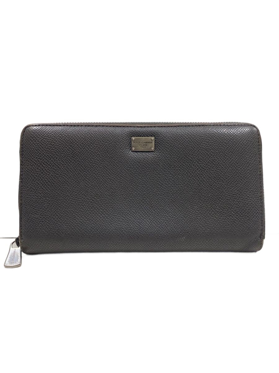 【中古】DOLCE&GABBANA◆長財布/レザー/GRY/メンズ【服飾雑貨他】