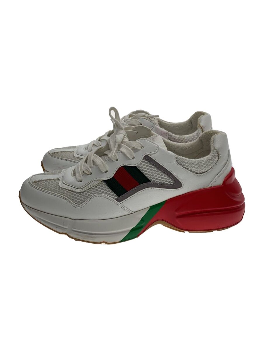 GUCCI◆ローカットスニーカー/Rhyton sneaker/UK6/ホワイト/色移り/ソールキズ有