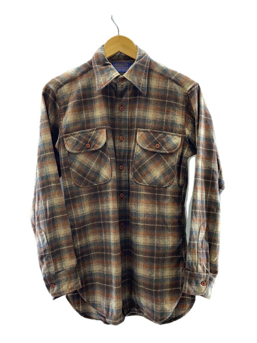 【中古】PENDLETON◆長袖シャツ/S/ウール/BRW/オンブレCK【メンズウェア】
