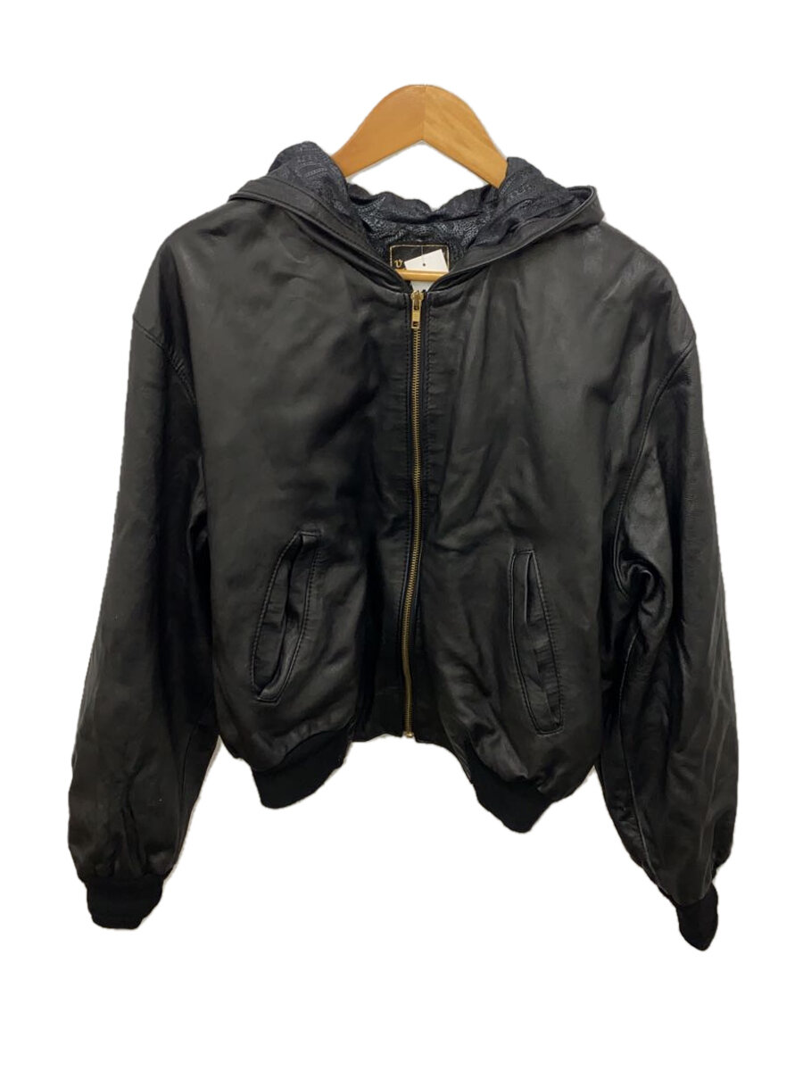【中古】VERA PELLE◆レザージャケット・ブルゾン/S/レザー/BLK【メンズウェア】