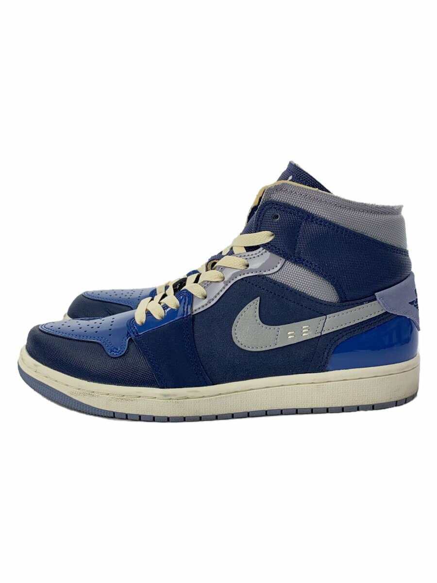【中古】NIKE◆AIR JORDAN 1 MID SE CRAFT_エア ジョーダン 1 ミッド SE クラフト/27cm/NVY【シューズ】