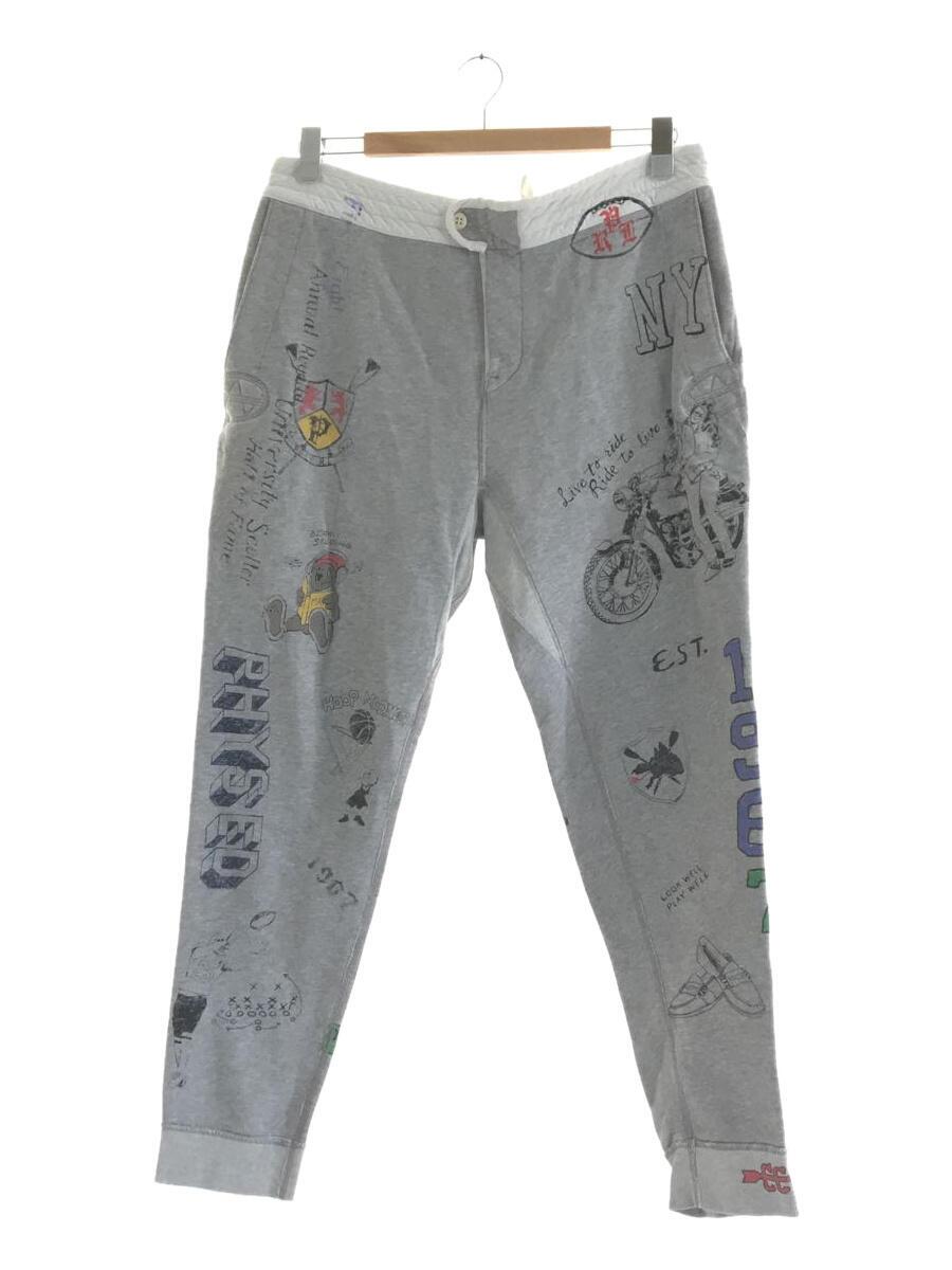 【中古】POLO RALPH LAUREN◆ボトム/M/コットン/GRY/プリント【メンズウェア】