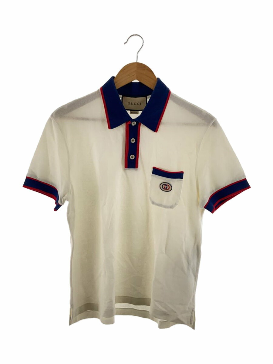 【中古】GUCCI◆インターロッキングGコットンピケ/ポロシャツ/M/コットン/クリーム/653380 xjdf8/トリコロール【メンズウェア】