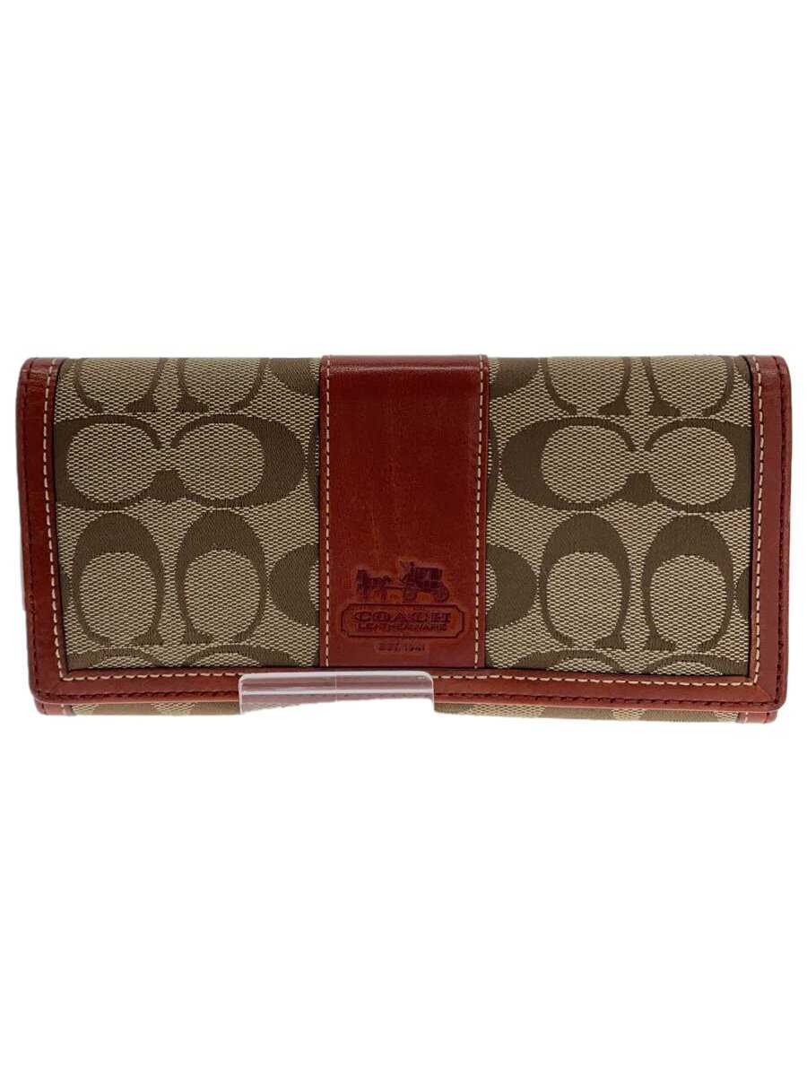 【中古】COACH◆長財布/ブラウン/総柄/レディース/ロングウォレット【服飾雑貨他】