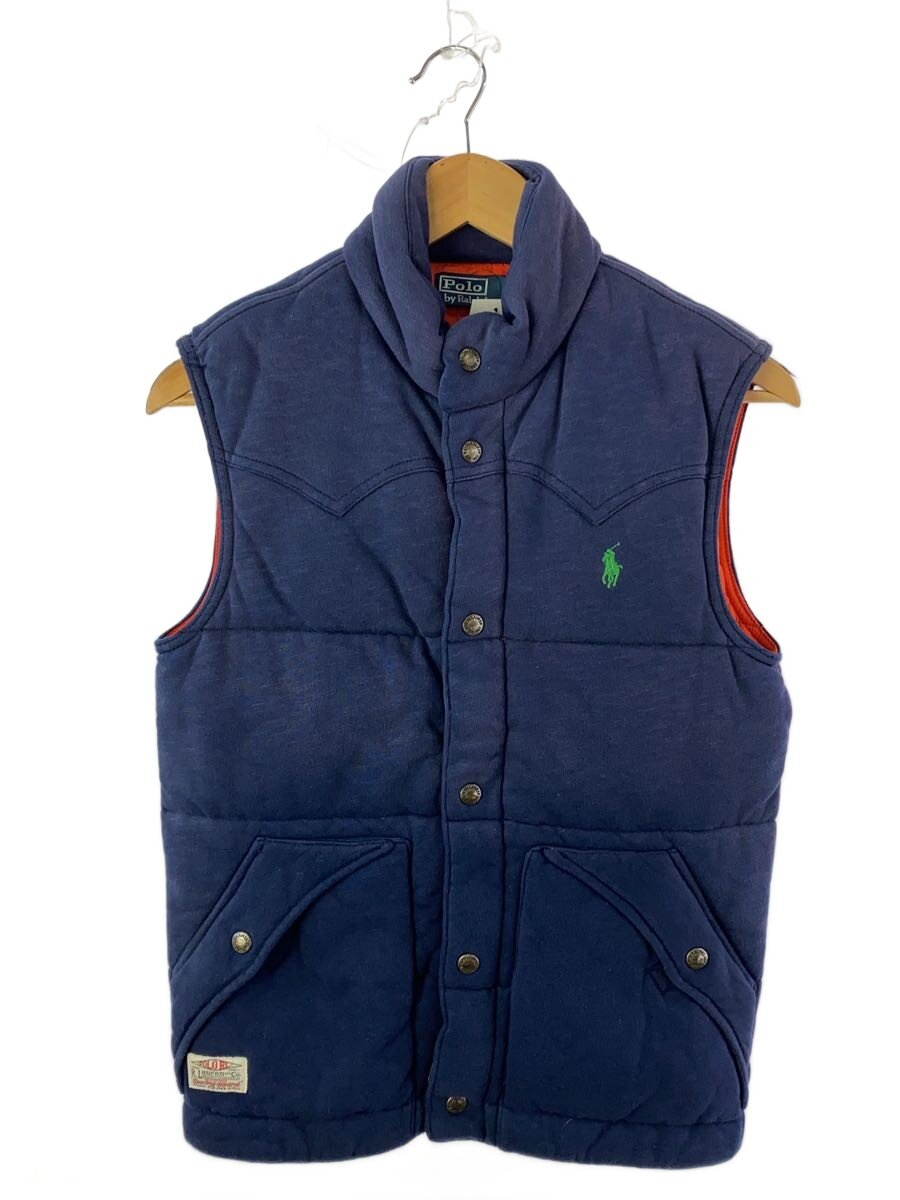 【中古】POLO RALPH LAUREN◆ベスト/XS/コットン/IDG/無地【レディースウェア】