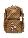 【中古】GUCCI◆リュックサック_NYヤンキース/キャンバス/BEG【バッグ】