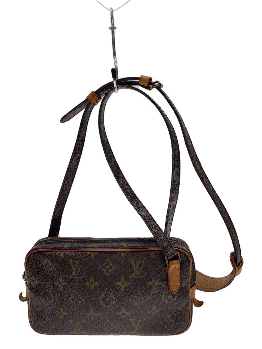 【中古】LOUIS VUITTON◆ポシェット・マルリー・バンドリエール_モノグラム・キャンバス_BRW/PVC/BRW【バッグ】