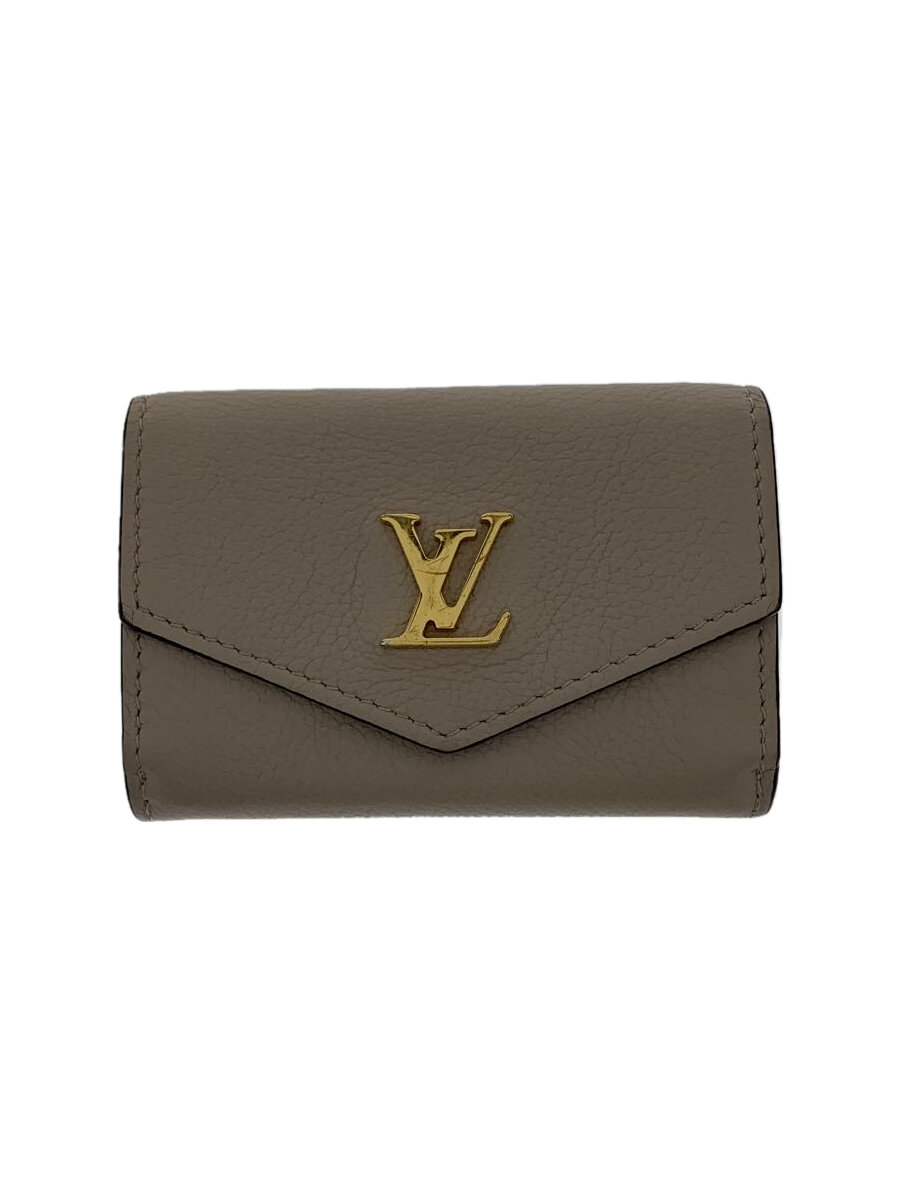 【中古】LOUIS VUITTON◆ポルト・フォイユ・ロックミニ_ベージュ/--/ベージュ/レディース/コンパクトウォレット【服飾雑貨他】