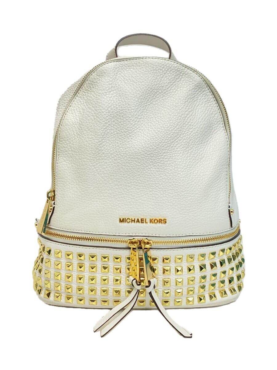 【中古】MICHAEL KORS◆リュック/レザー/WHT【バッグ】